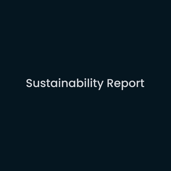 Dark blue background with light grey text saying sustainability report