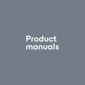 grey background with white text saying product manuals
