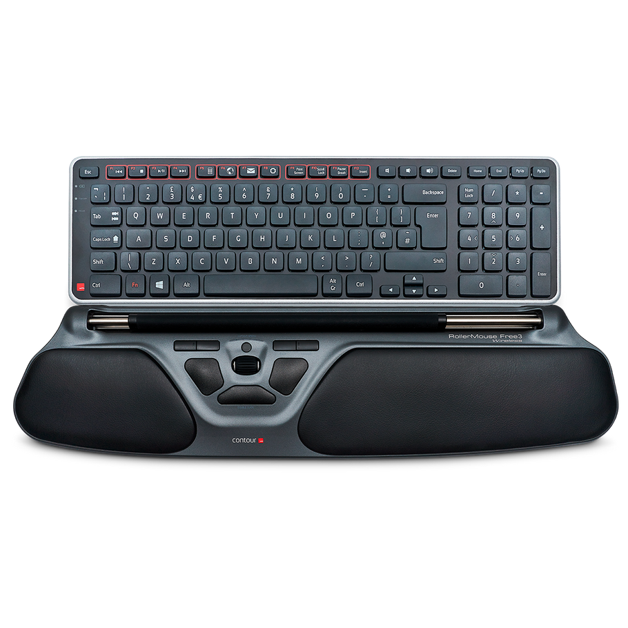 Contour Design Ultimate Workstation Red Wireless - Includes RollerMouse Red  ＆ Balance Keyboard - Wireless Ergonomic Keyboard and Mouse Combo - Compat