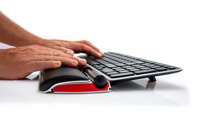 RollerMouse Red is a centered, two-hand mouse for your optimal comfort